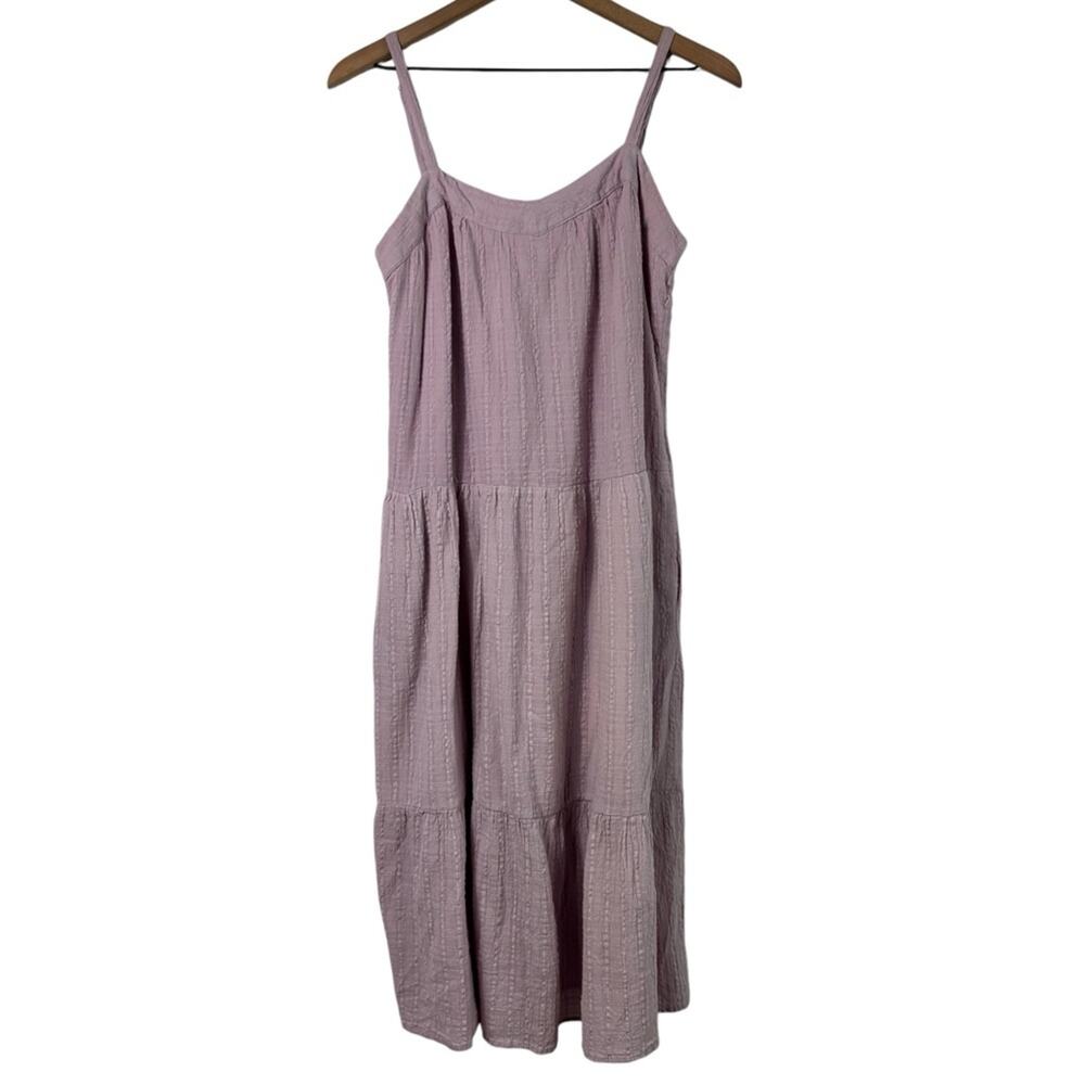 KNOX ROSE SIZE MEDIUM WOMEN TIERED LILAC HAZE DRESS BOHO POCKETS LIGHTWEIGHT
